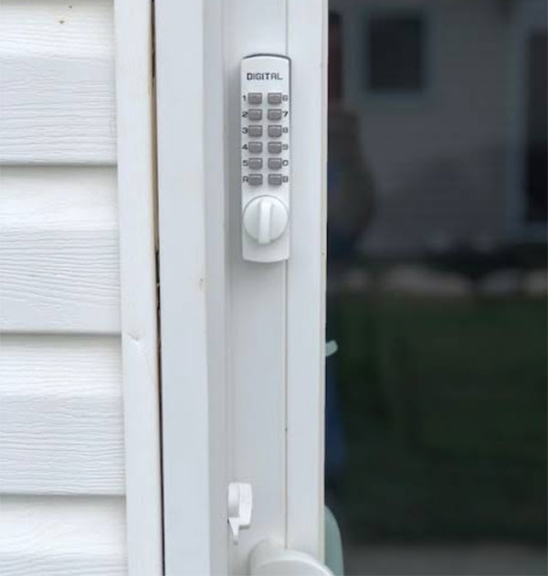 Lockley C150 mechanical keypad lock on patio sliding door